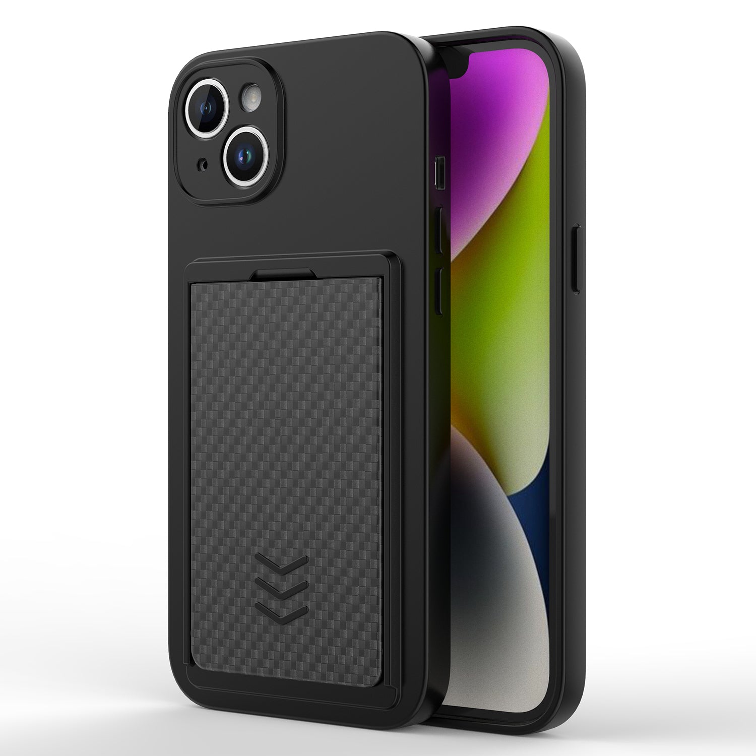 For iPhone 14 Plus Phone Case with PC Slide Card Holder Shockproof Phone TPU Cover For iPhone 14 Plus Phone Case with PC Slide Card Holder Shockproof Phone TPU Cover